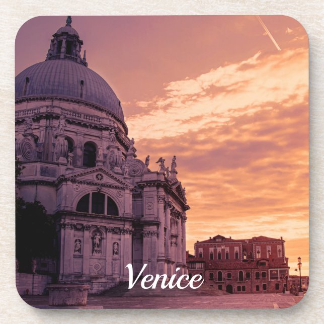 Sunset over Basilica in Venice Coaster (Front)