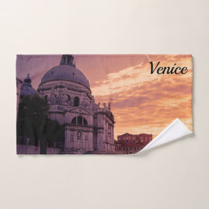 Sunset over Basilica in Venice Hand Towel
