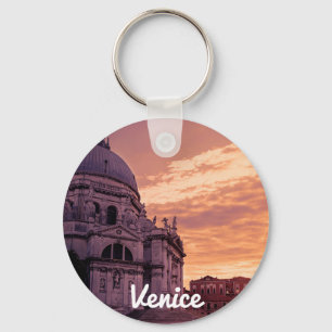 Sunset over Basilica in Venice Key Ring