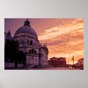 Sunset over Basilica in Venice Poster