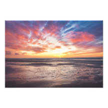 Sunset over beach and sea