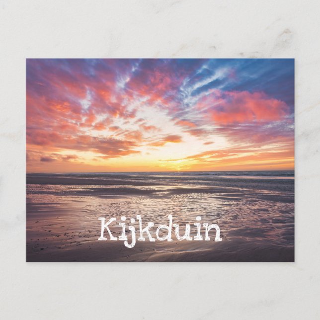 Sunset over beach and sea postcard (Front)