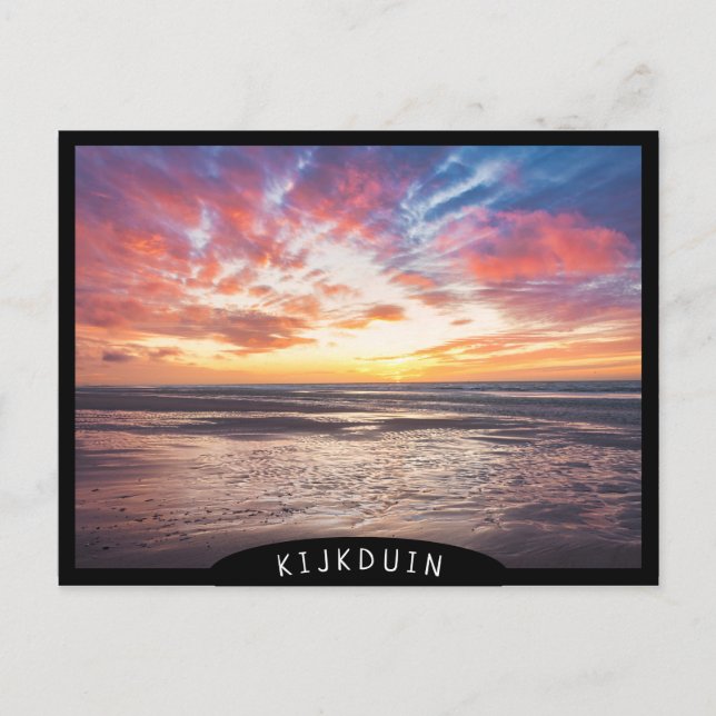 Sunset over beach and sea postcard (Front)