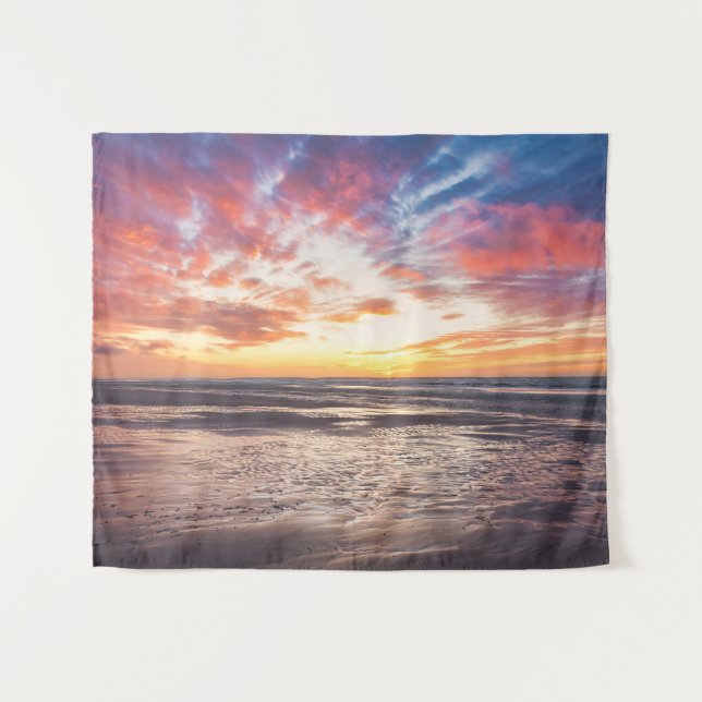 Sunset over beach and sea tapestry (Front (Horizontal))