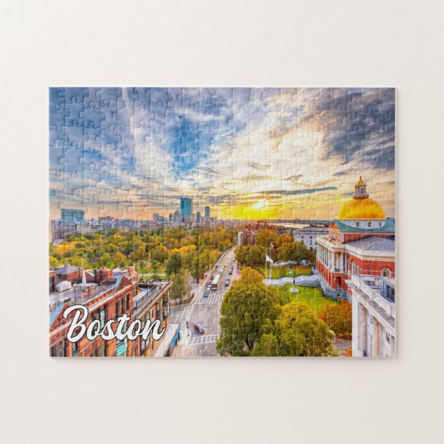 Sunset Over Boston, Massachusetts, USA Jigsaw Puzzle (Horizontal)