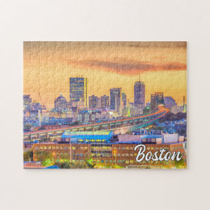 Sunset Over Boston, Massachusetts, USA Jigsaw Puzzle