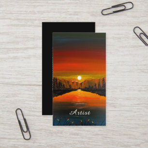 Sunset over Canyon Lake Painting by Alfred Fox Business Card