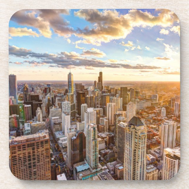 Sunset Over Chicago Coaster (Front)