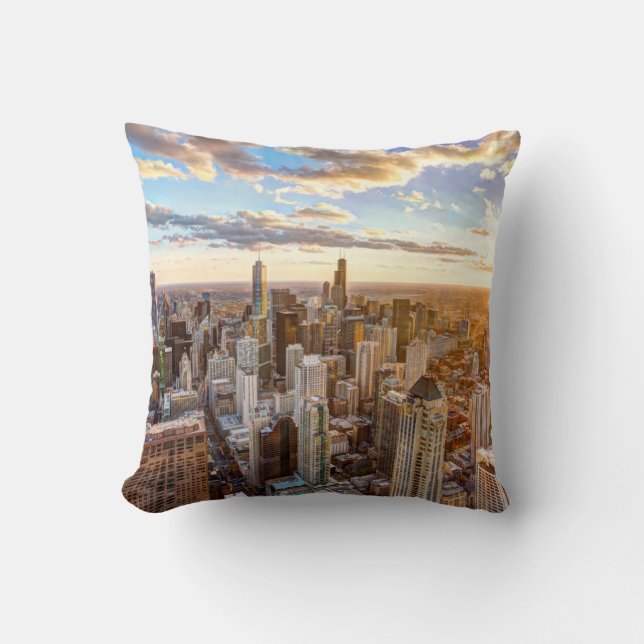 Sunset Over Chicago Cushion (Front)