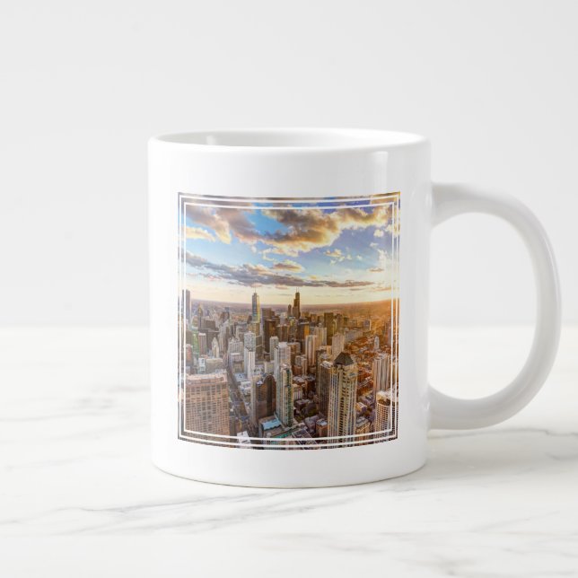 Sunset Over Chicago Large Coffee Mug (Right)