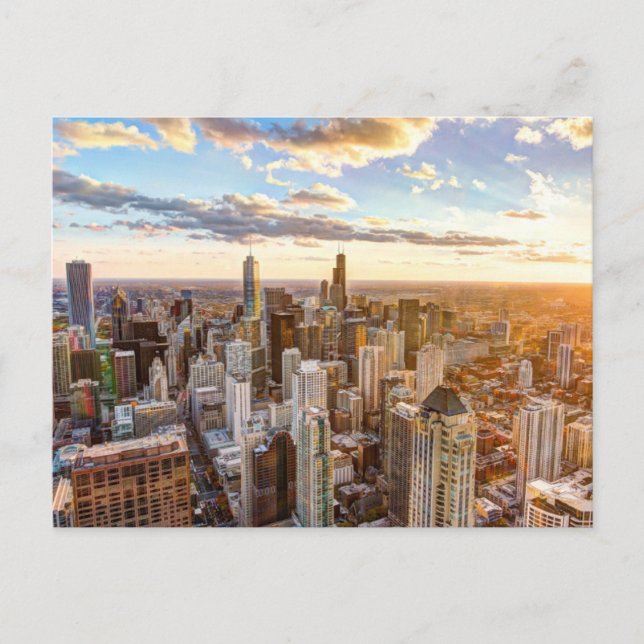 Sunset Over Chicago Postcard (Front)