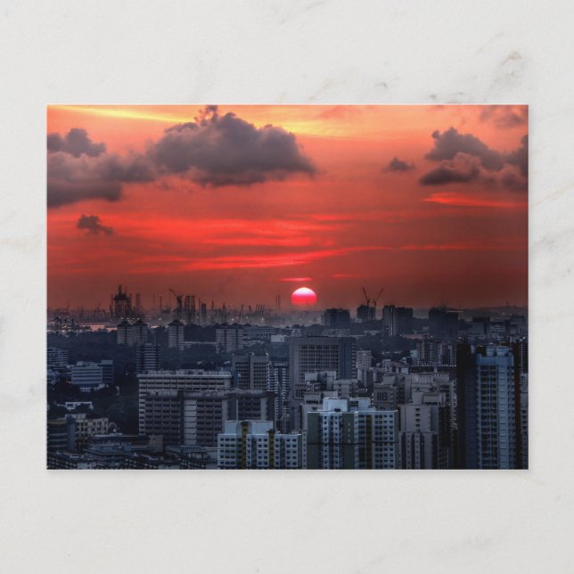 Sunset over Chinatown area in Singapore Postcard (Front)