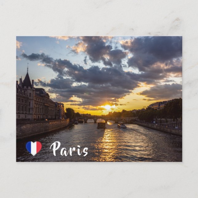 Sunset over Conciergerie - Paris, France Postcard (Front)