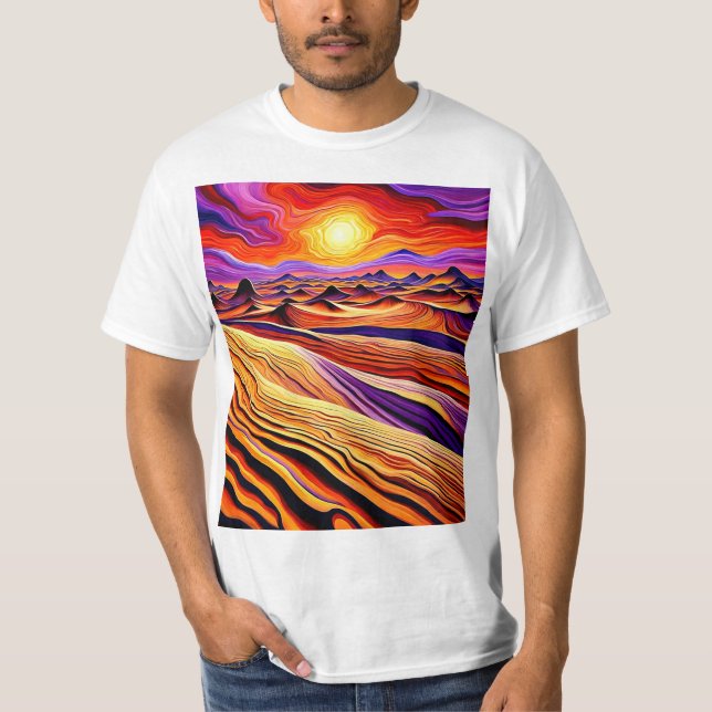 Sunset over Desert Landscape 1 T-Shirt (Front)