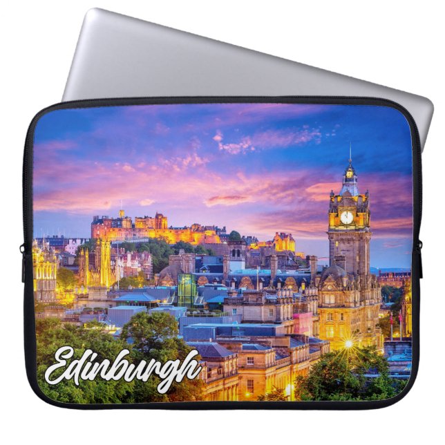 Sunset Over Edinburgh, Scotland, United Kingdom Laptop Sleeve (Front)