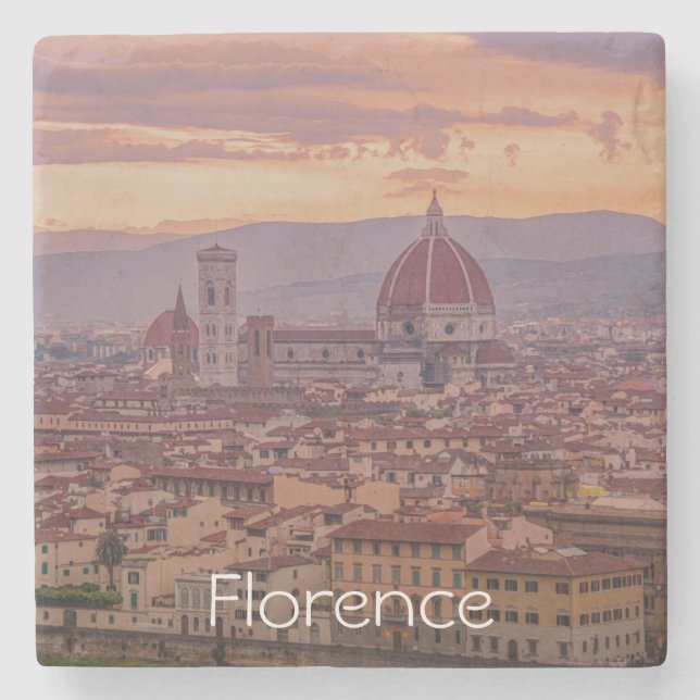 Sunset over Florence, Italy Stone Coaster (Front)