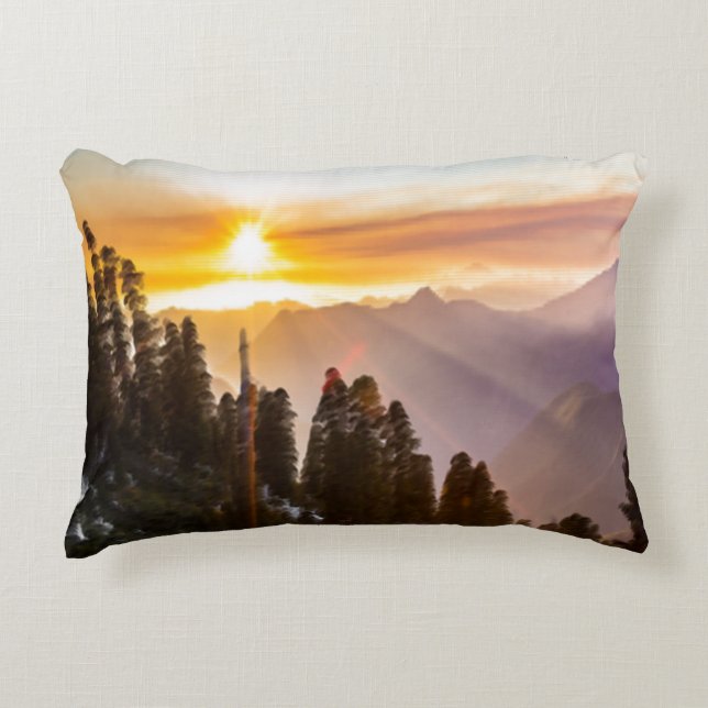 Sunset over forest decorative cushion (Front)