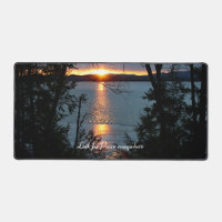 Sunset Over Forest Lake Desk Mat