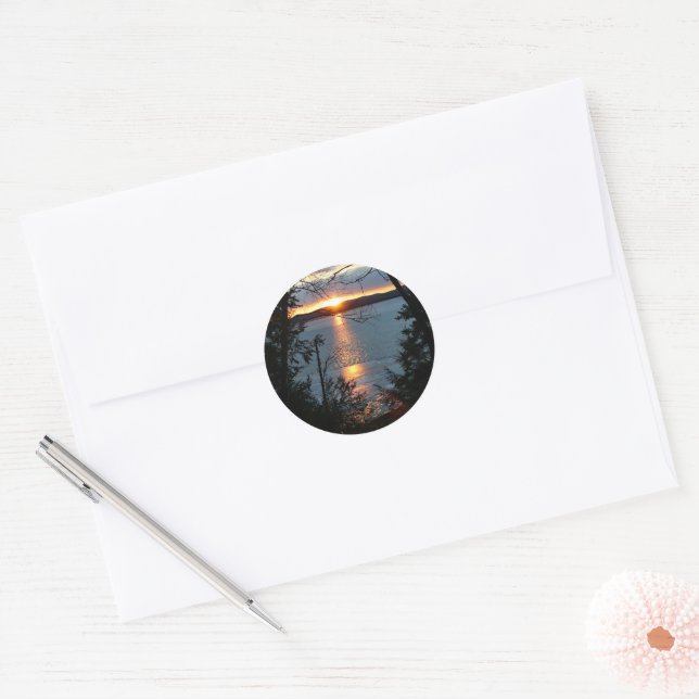 Sunset Over Forest Lake Stickers (Envelope)