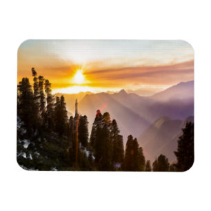 Sunset over forest magnet