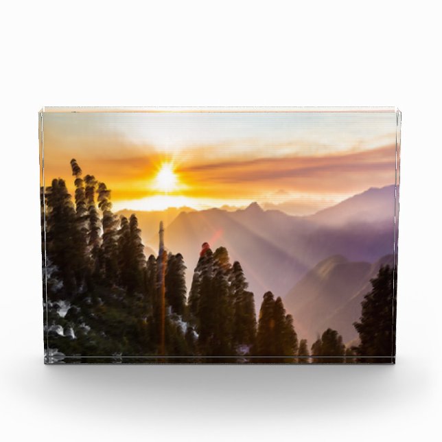 Sunset over forest photo block (Front)