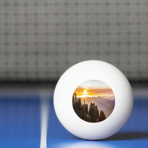 Sunset over forest ping pong ball