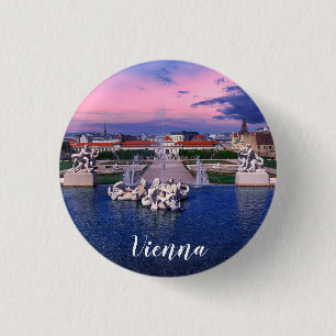 Sunset over fountain in Vienna 3 Cm Round Badge