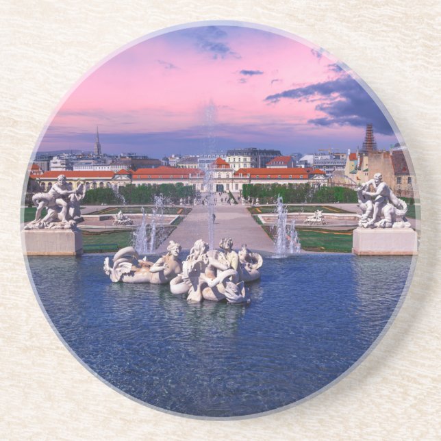 Sunset over fountain in Vienna Coaster (Front)