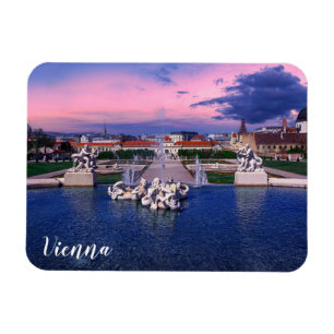 Sunset over fountain in Vienna Magnet