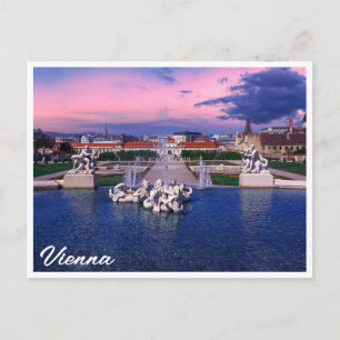Sunset over fountain in Vienna Postcard