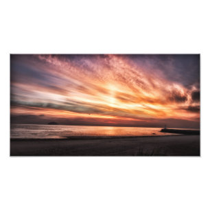 Sunset over Girvan Beach, Ayrshire Scotland Photo Print