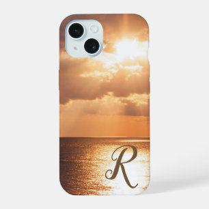 Sunset Over Gulf of Mexico Personal Monogram iPhone 15 Case