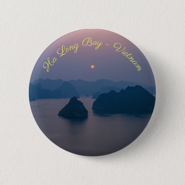 Sunset over Halong Bay - Vietnam, Asia 6 Cm Round Badge (Front)