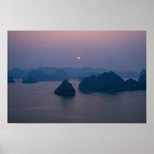 Sunset over Halong Bay - Vietnam, Asia Poster