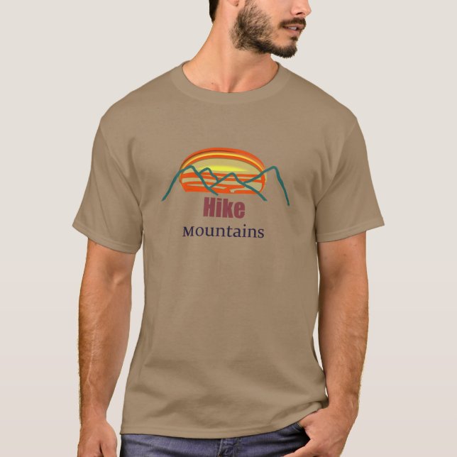 Sunset Over Hiking Mountains Silhouette T-Shirt (Front)