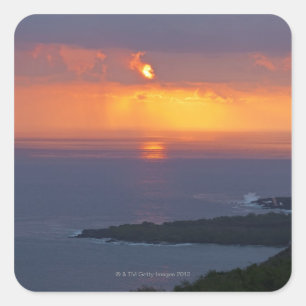 Sunset over Kealakekua Bay, South Kona Square Sticker