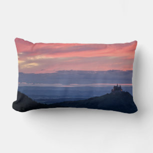 Sunset over Lake Alpsee and surrounding mountains  Lumbar Cushion