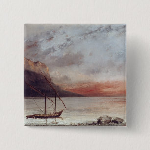 Sunset over Lake Leman, 1874 15 Cm Square Badge