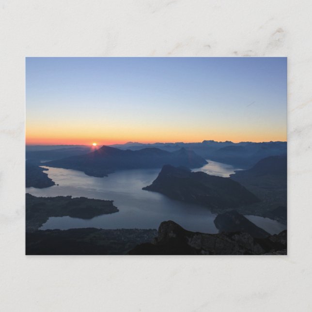 Sunset over lake lucerne postcard (Front)