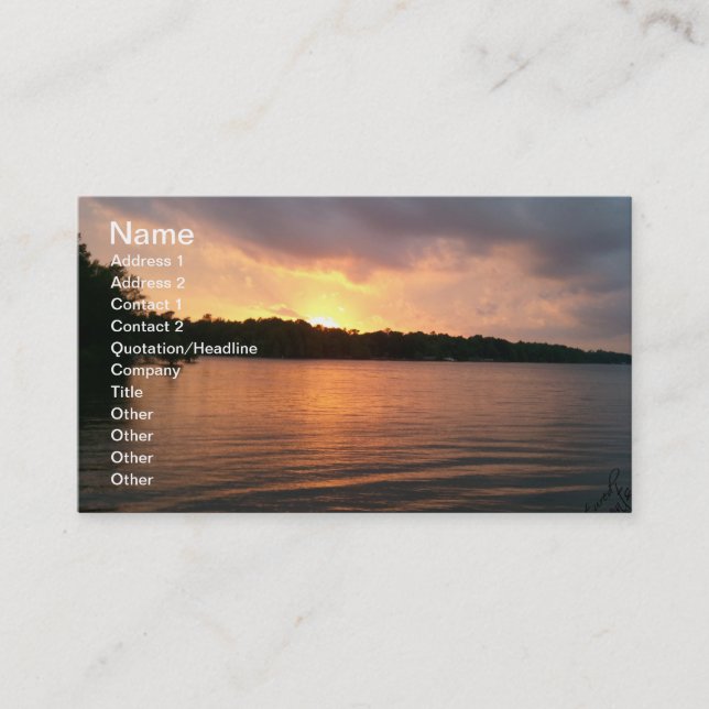 Sunset Over Lake Marion - Business Card (Front)