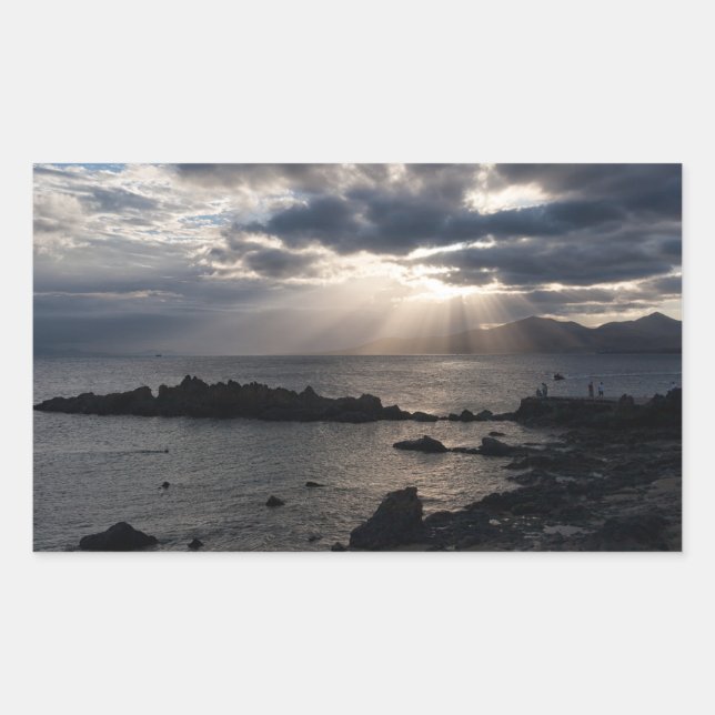 Sunset over Lanzarote Rectangular Sticker (Front)
