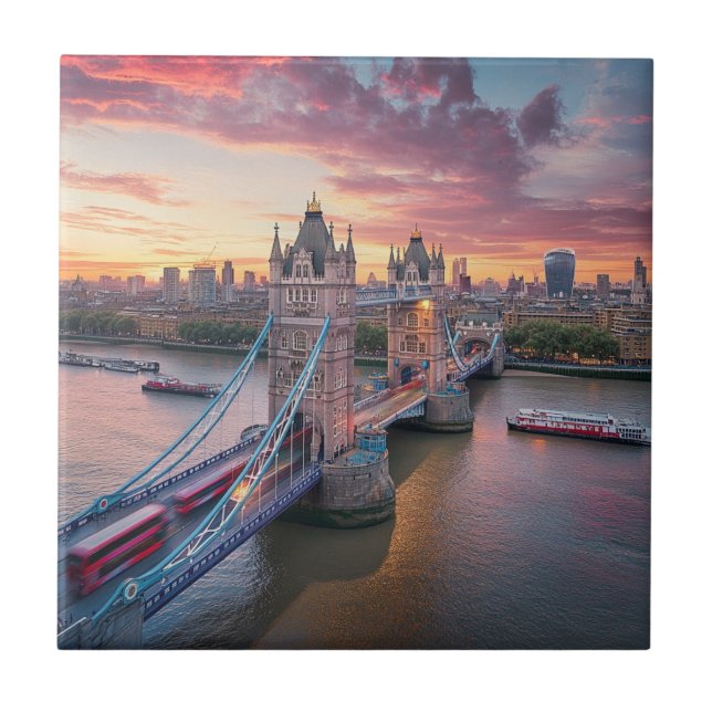 Sunset over London  Tile (Front)