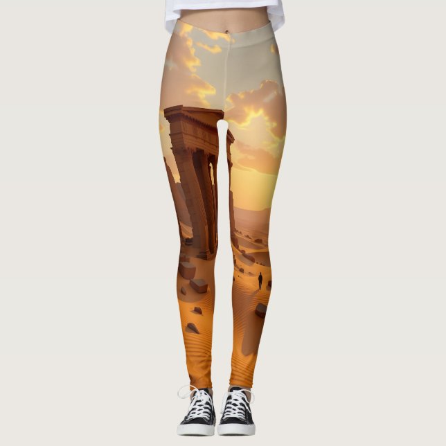 Sunset over Lost Temple Leggings Tights (Front)