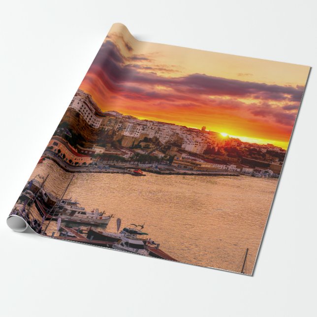 Sunset over Mahon harbour - Menorca, Spain Wrapping Paper (Unrolled)