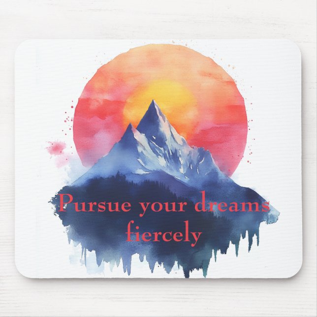Sunset Over Majestic Mountain Peaks and Forest Mouse Pad (Front)