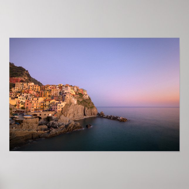 Sunset over Manarola village in Cinque Terre Poster (Front)