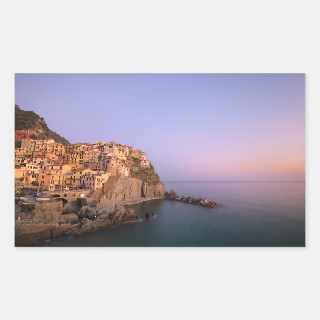 Sunset over Manarola village in Cinque Terre Rectangular Sticker (Front)