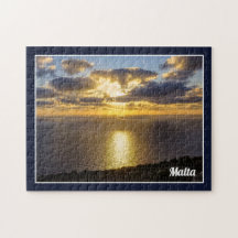 Sunset Over Mediterranean Sea On Island Of Malta