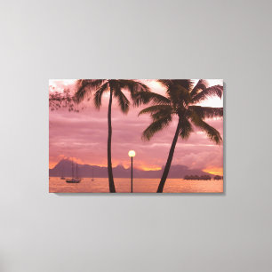 Sunset over Moorea from Sofitel Maeva Beach Canvas Print
