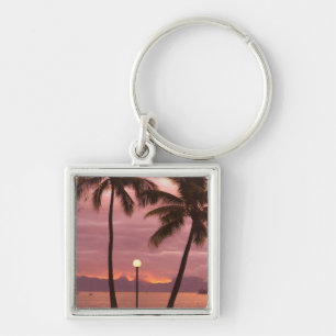 Sunset over Moorea from Sofitel Maeva Beach Key Ring